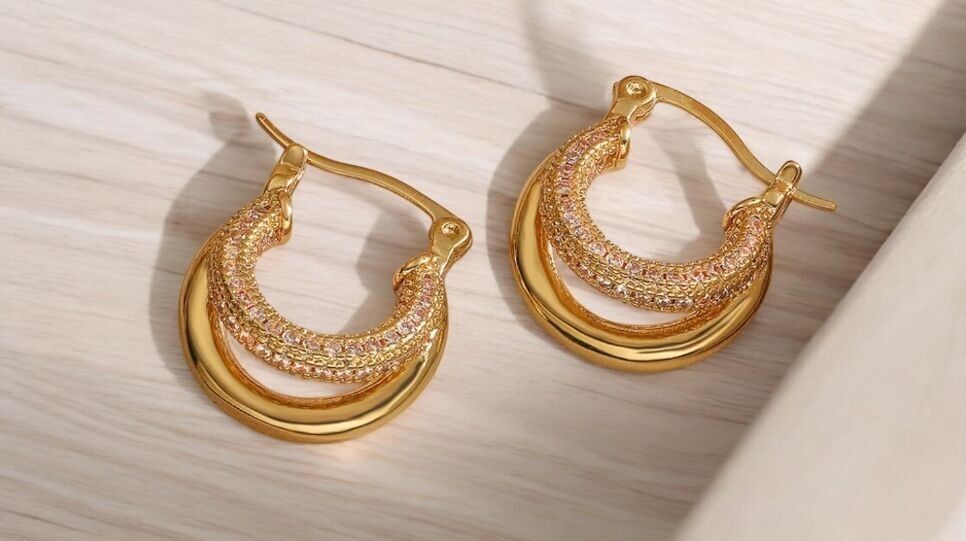 Earrings Azzurra gold plated with zircons