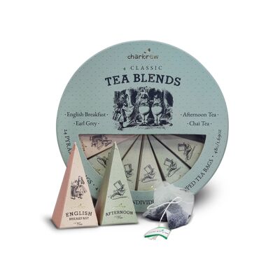 Alice In Wonderland Circular Classic Tea Pyramid Gift Box - 24 Teabags