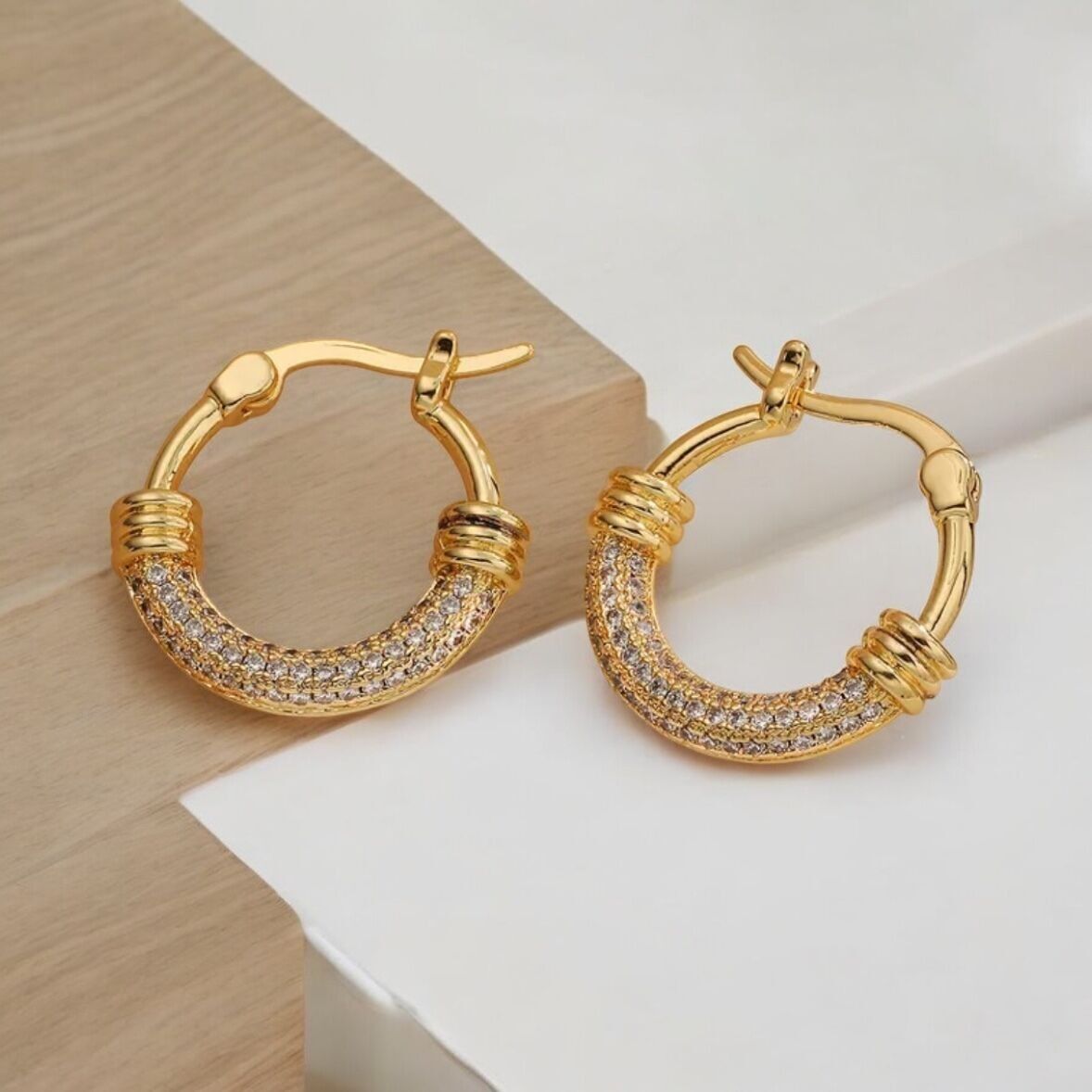 Earrings Arabella gold plated with zircons