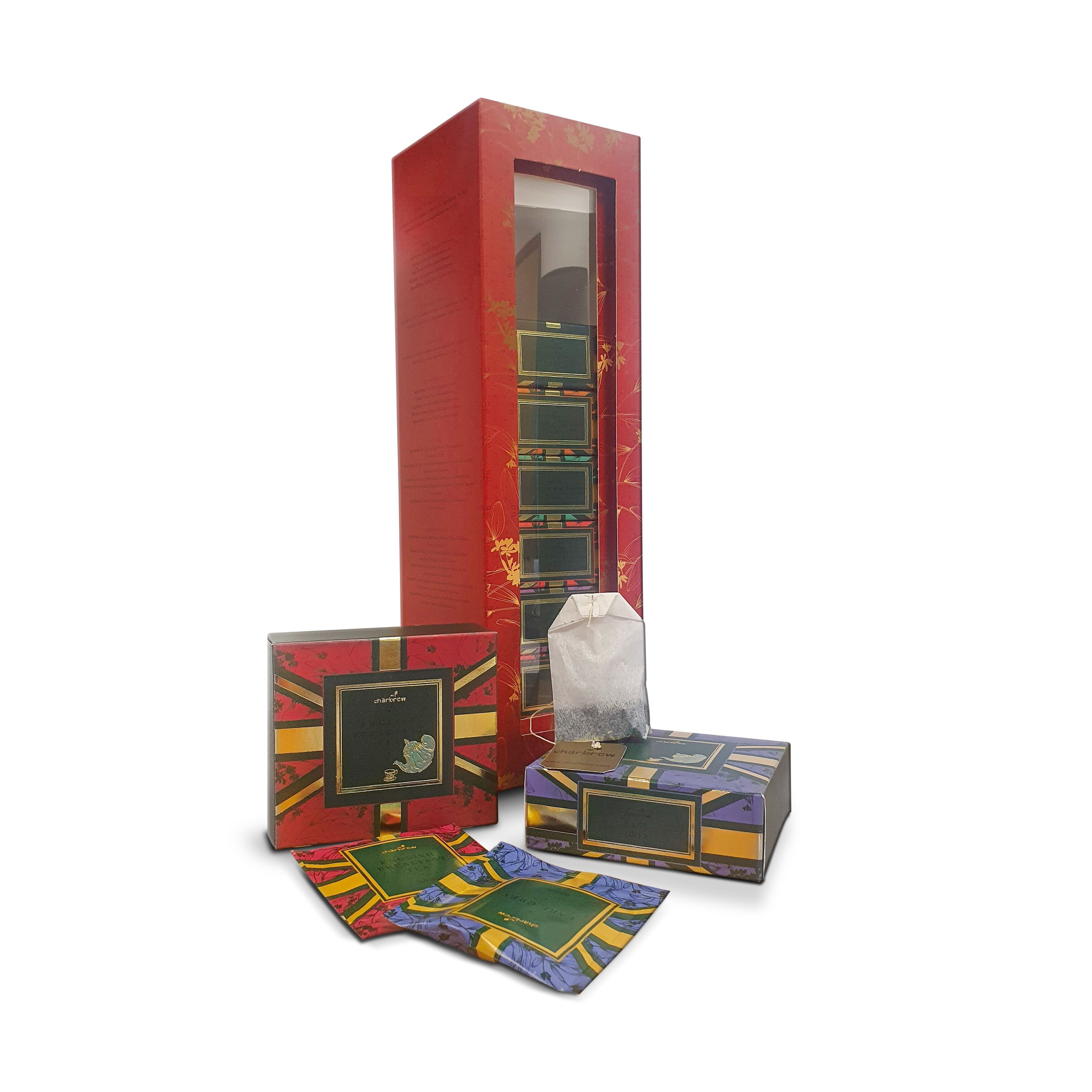 Scatola regalo da 8 scatole di tè Union Jack a tema britannico, rossa – 40 bustine di tè