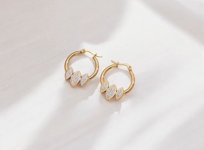 Earrings Gwen gold plated with zircons