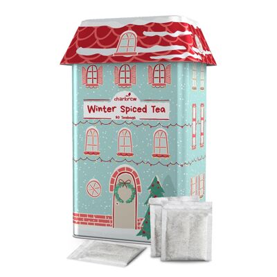 Boîte de thé aux épices d'hiver « Maison peinte de Noël » – 80 sachets de thé