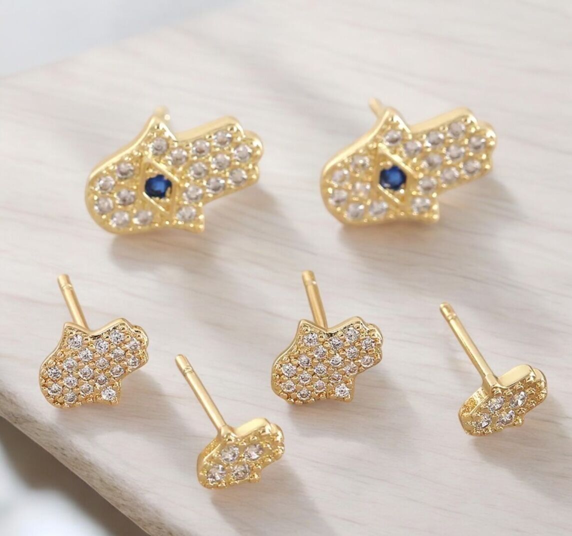 Earrings Fatima gold plated with zircons
