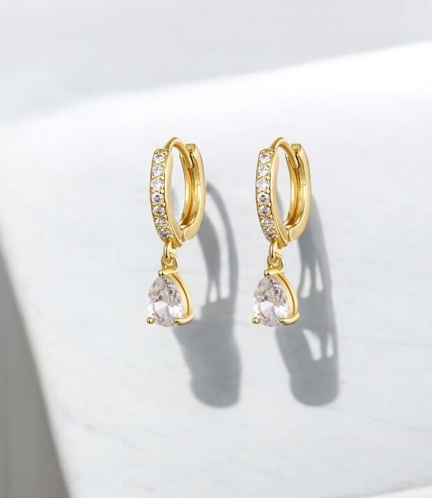 Earrings Oprah gold plated with zircons
