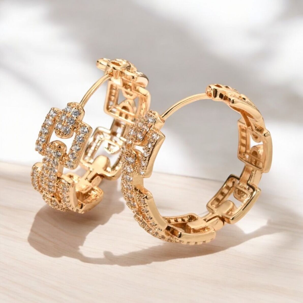 Earrings Nada gold plated with zircon