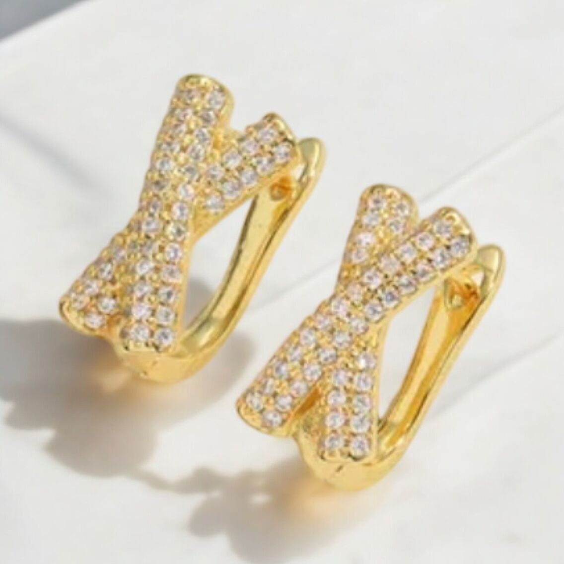 Earrings Minah gold plated with zircons
