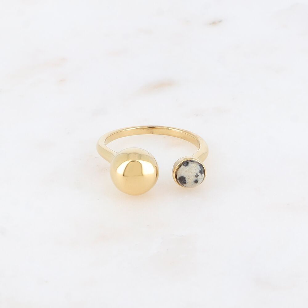 Offener Ring - Kugel und Naturstein