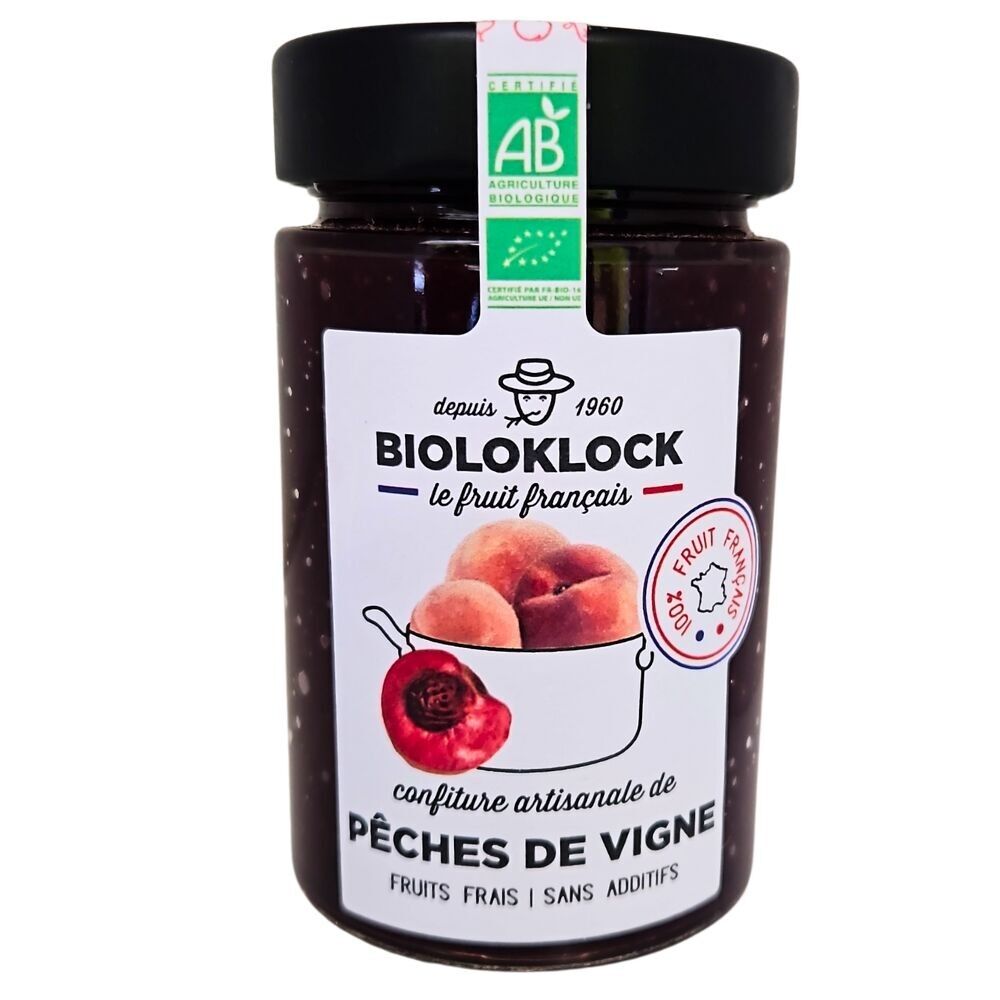 Confiture BIO de pêches de vigne Françaises