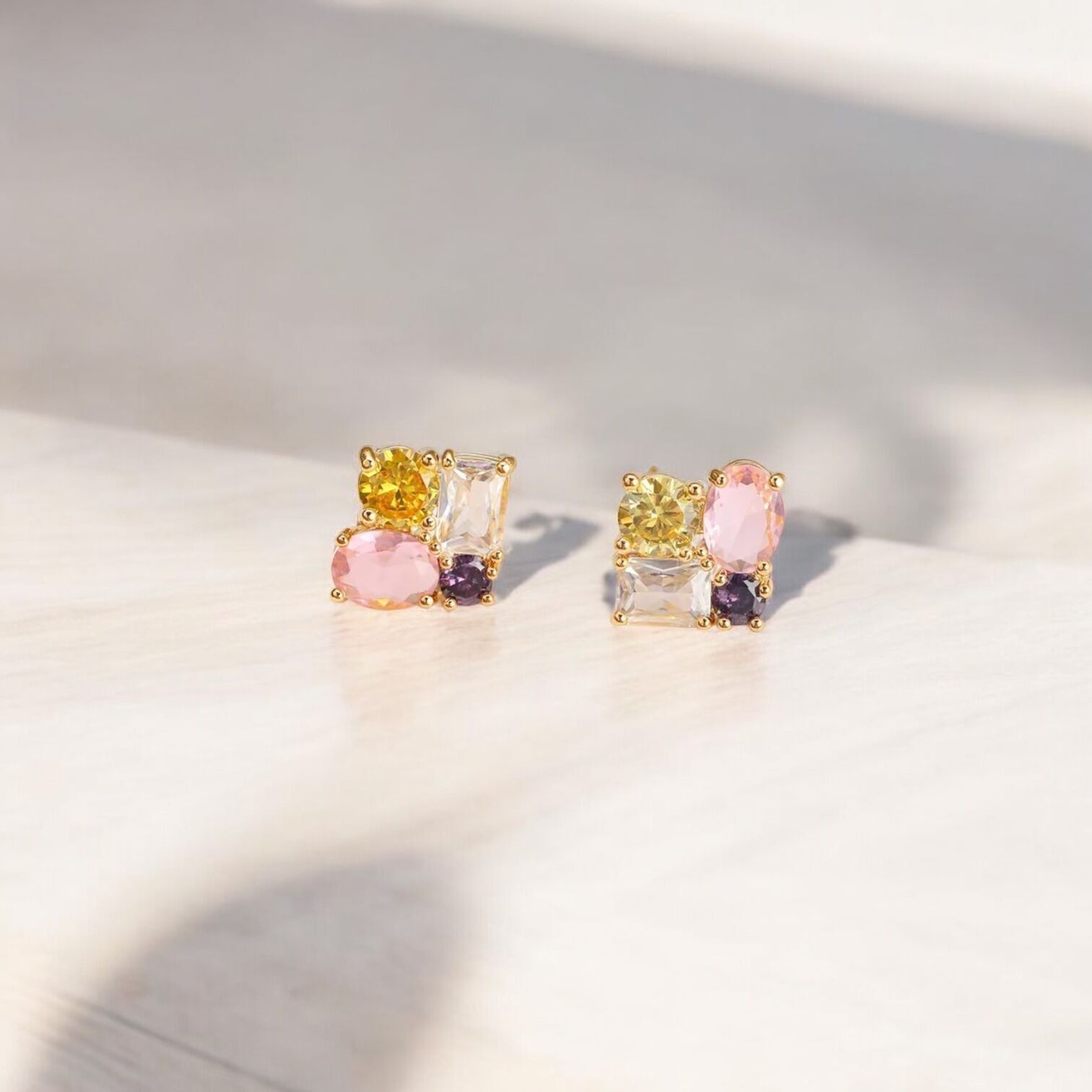 Earrings Marge gold plated with zircons