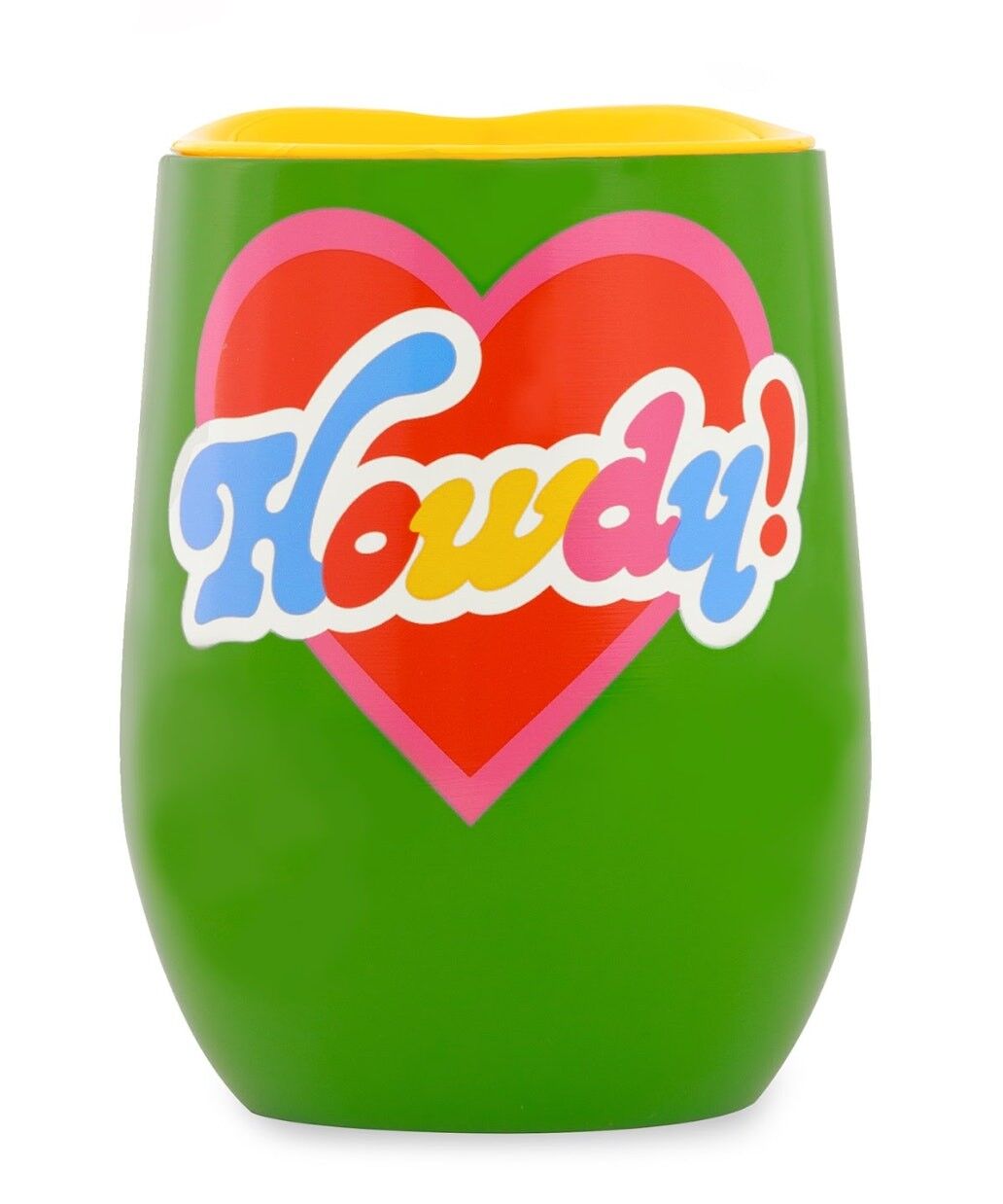 Stainless Steel Wine Glass with Lid, Howdy
