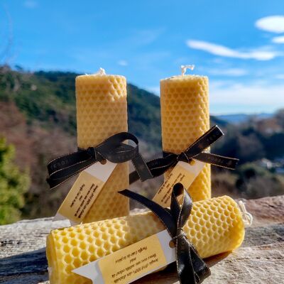 bougie roulée 100% cire d'abeille - LUCE - 13.5 x 6 cm