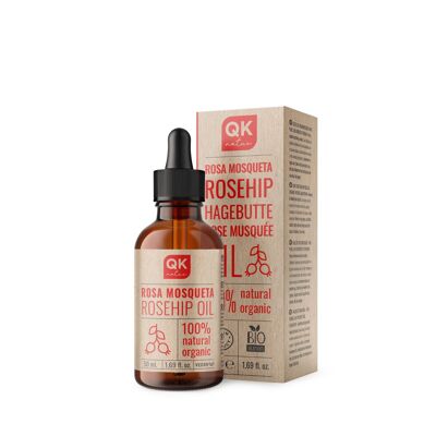 QKnatur - 100% Pure Organic Vegan Rosehip Oil - 50 ml - for Scars and Stretch Marks - Anti-Wrinkle Anti-Aging - BIO - Cold Pressed
