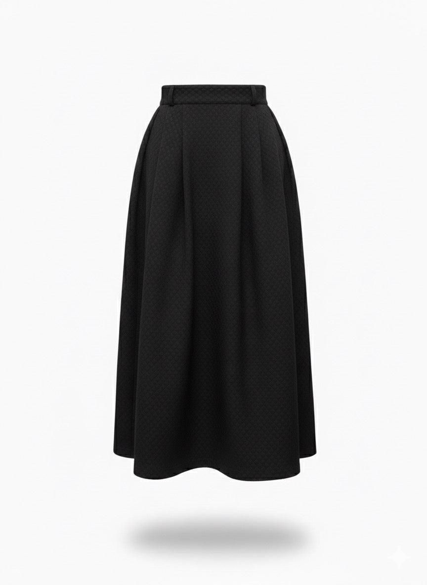 Audrey Black Textured Skirt