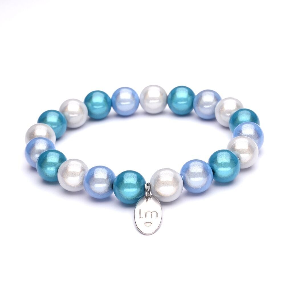 Pulseras LizzyMae Aqua Azul Claro Blanquecino 10mm