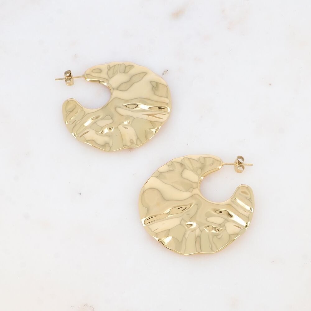 Orecchini a cerchio - grande anello piatto martellato 45 mm