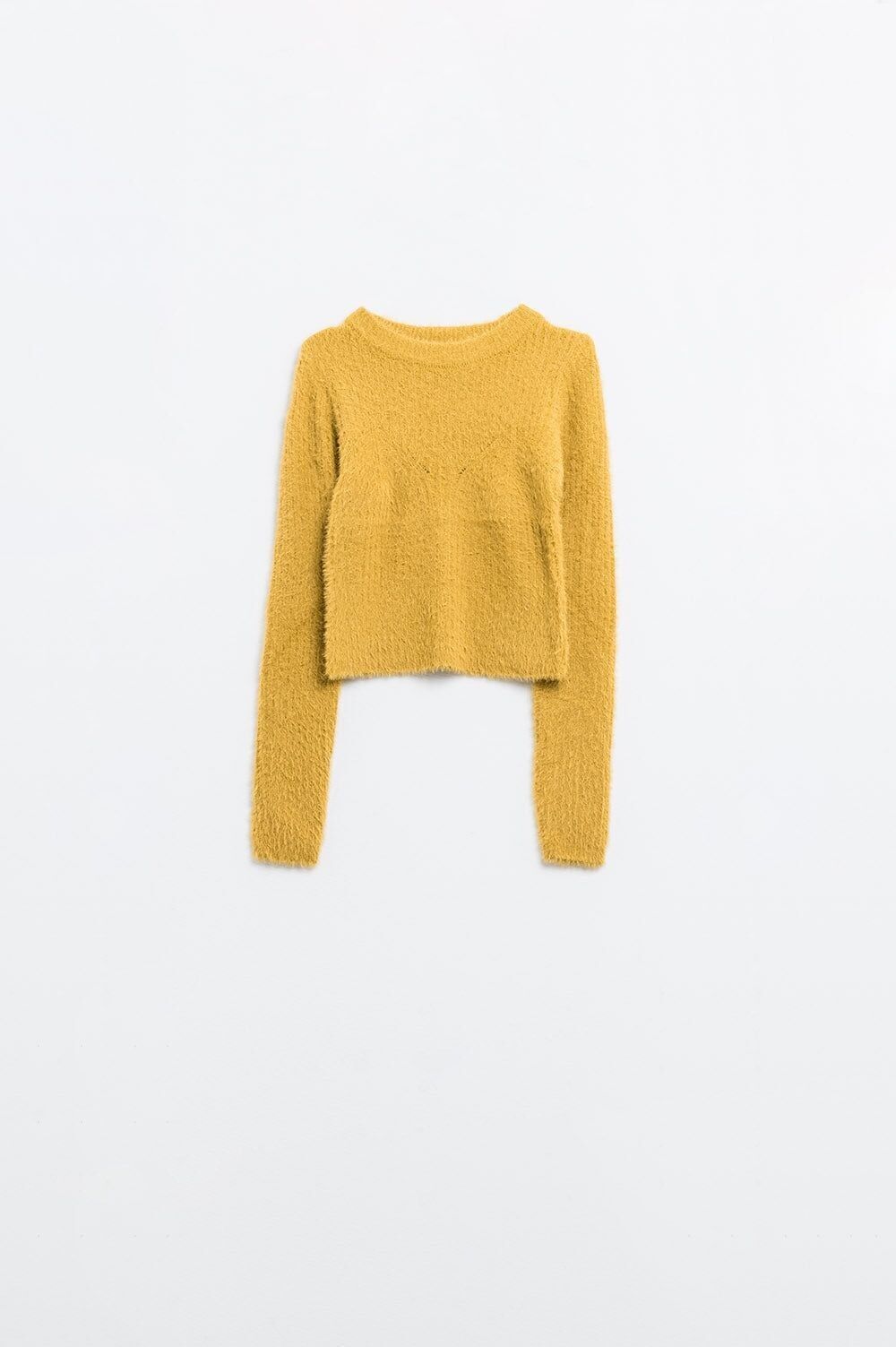 Maglione corto con cuciture in giallo
