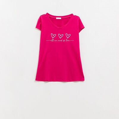 T-shirt fuchsia avec All We Need Is Love