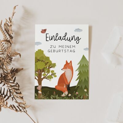 Cartes d'invitation pour anniversaire d'enfant Renard des forêts