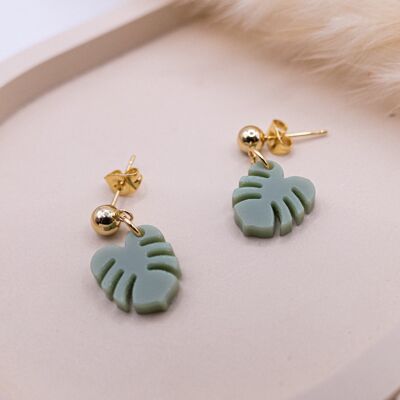 Pendientes Monstera acrílico acero inoxidable/esterlina - pendientes ligeros hoja de planta de interior