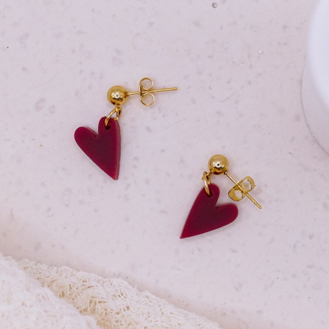 Orecchini cuore acrilico acciaio inossidabile/sterlina - orecchini leggeri a bottone con cuori nuziali