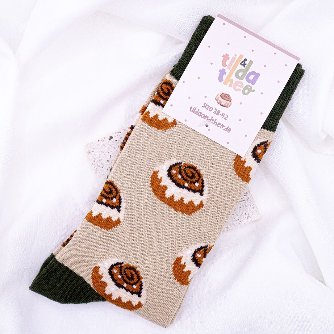Socks Cinnamon Roll Cotton Socks Sweden Kanelbulle - Cinnamon Roll Socks Funny Accessory