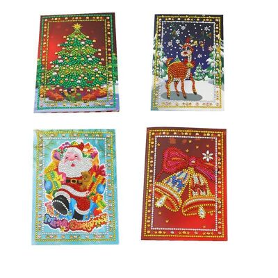 Tarjetas de felicitación navideñas con forma de diamante, 4 unidades, taladros redondos