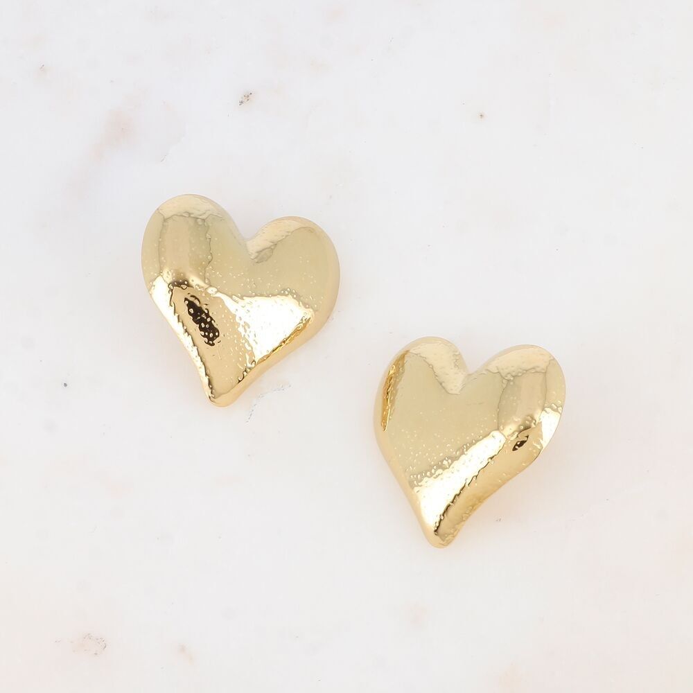 Orecchini proiettile - grande cuore martellato 37x37 mm