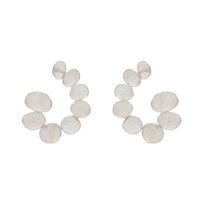 Orecchini in pietra di luna d'argento arcobaleno