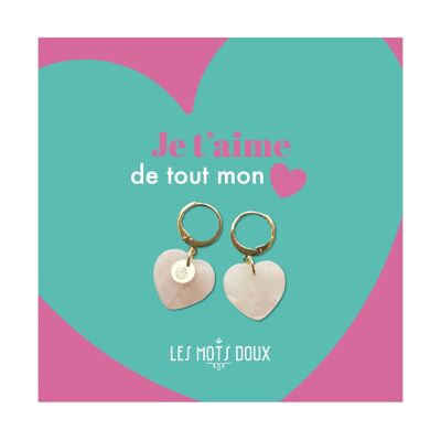 Acetate Hearts Earrings “Pink”