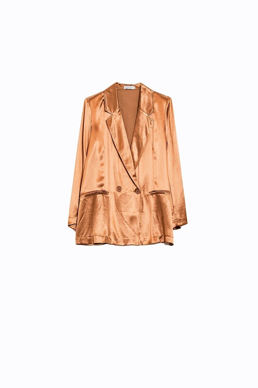 Blazer in raso color cammello