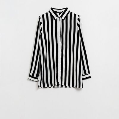 chemise à manches longues à rayures noires et blanches