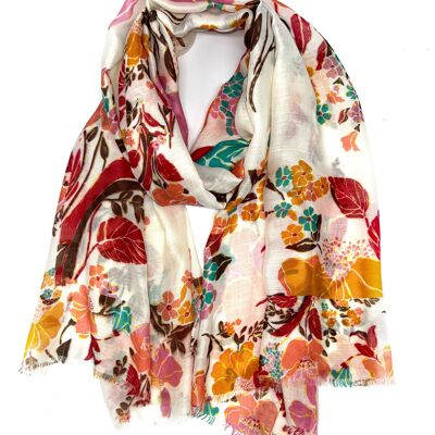LN-67/XT-40 Sciarpa stampa fiori con dorature