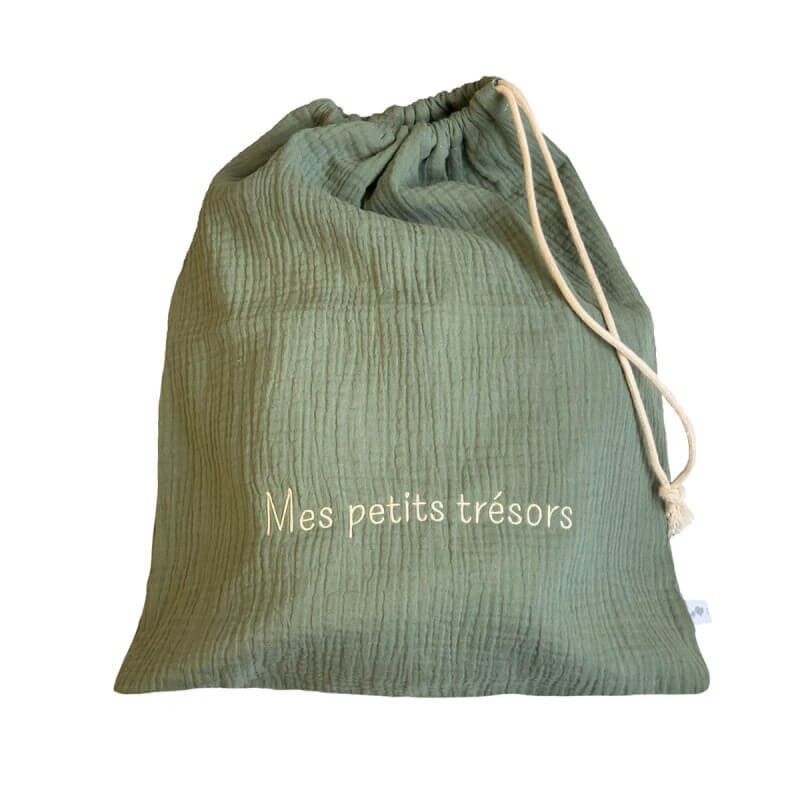 Bolsa doble de gasa de algodón VERDE SALVIA