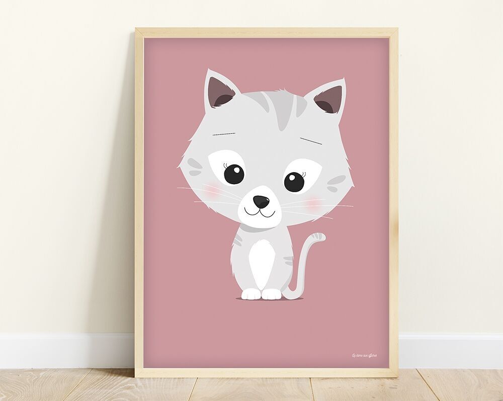 Póster gato - Decoración habitación infantil