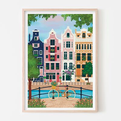 Impression d'art d'Amsterdam pendant la saison des tulipes