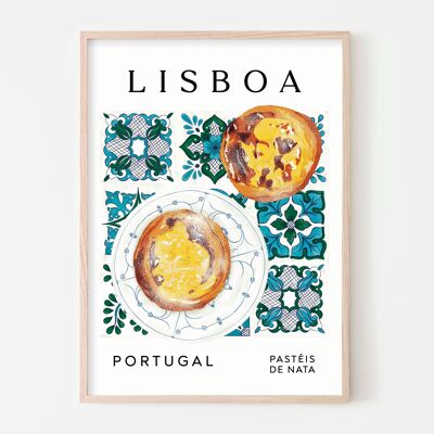 Lisboa Pasteis De Nata Lámina ? Cocina azul y amarilla