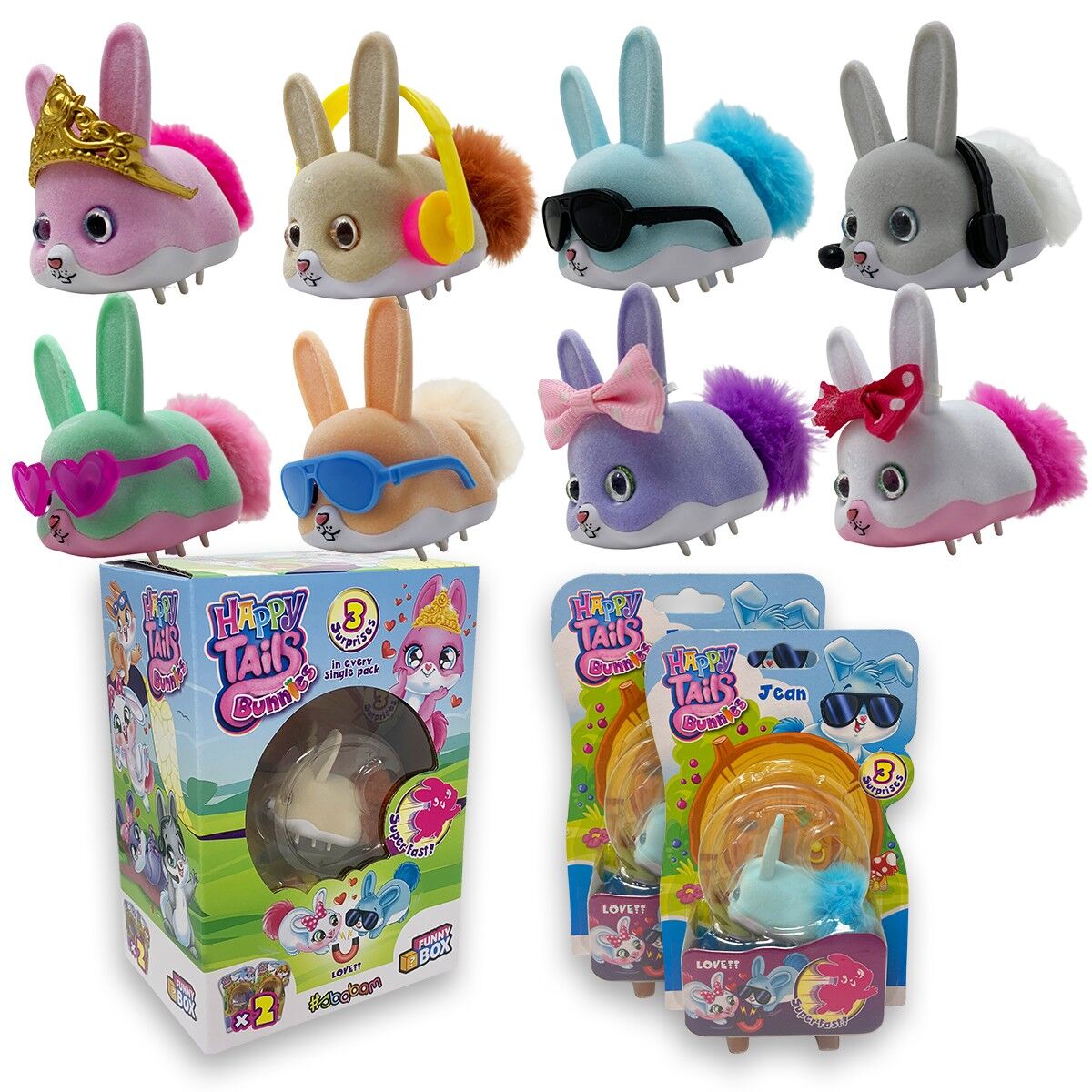 Happy Tails Bunnies: Funny Box con 2 personaggi differenti