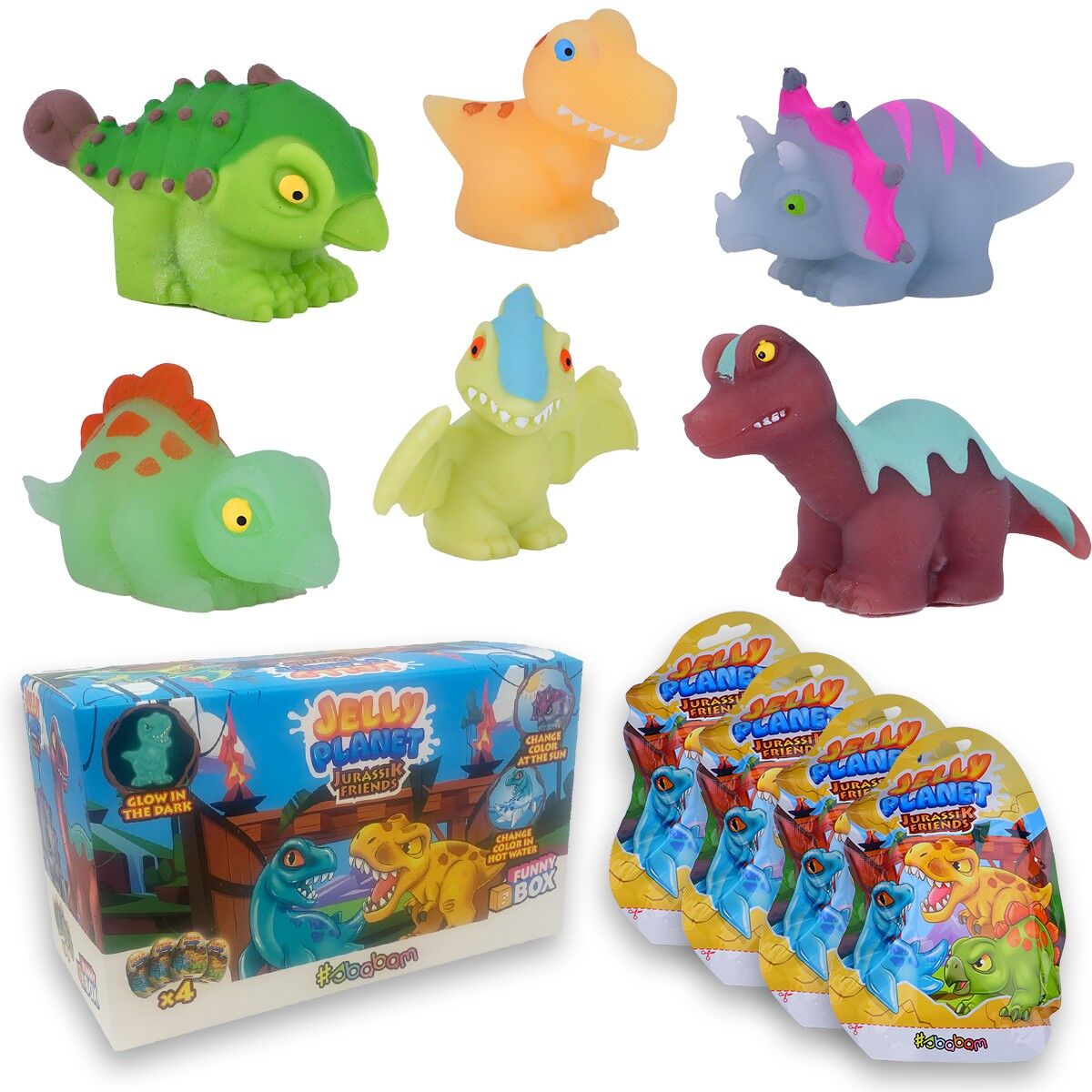 JURASSIK FRIENDS JELLY PLANET: Funny Box con 4 personaggi diversi