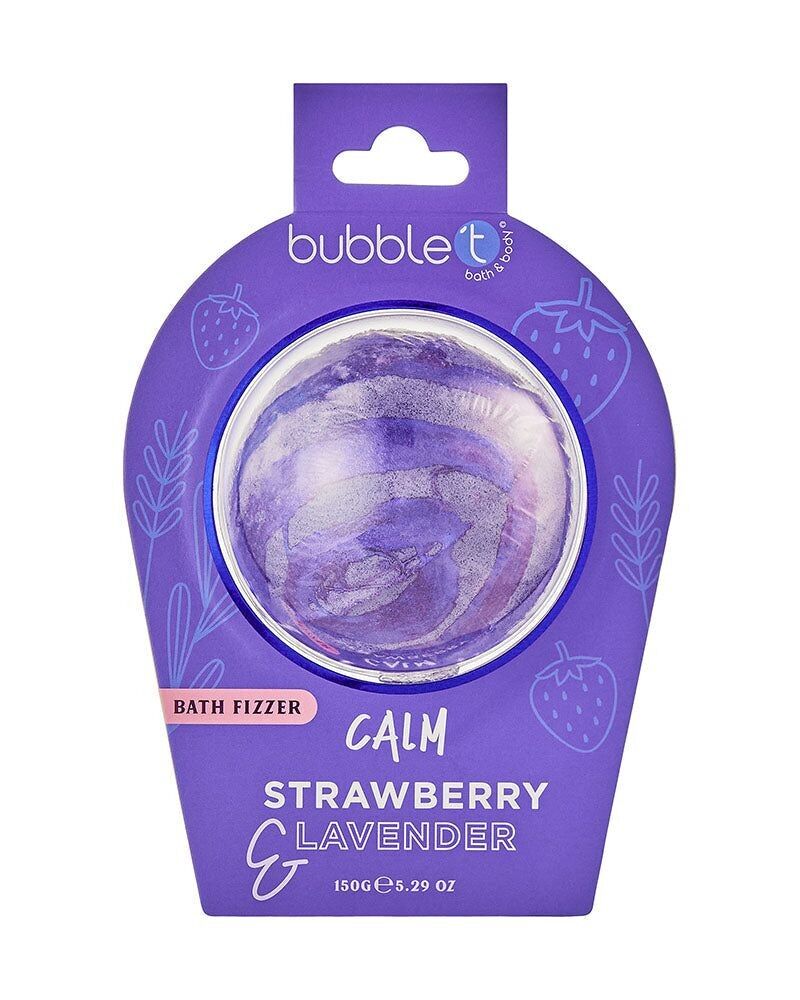 Bomba da bagno calmante effervescente - Fragola e lavanda (150 g)