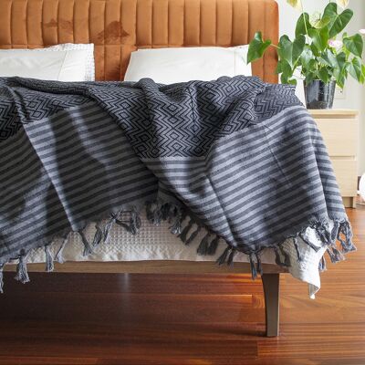 Serene Black Throw Blanket