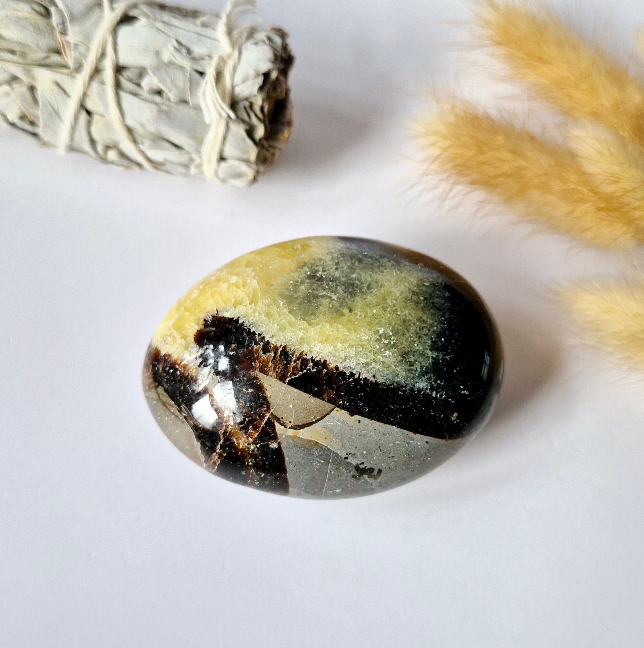 Septarischer Palmstein – Handstein für Entspannung und Ruhe – Sorgenstein, Sorgenstein, Drachenei-Stein