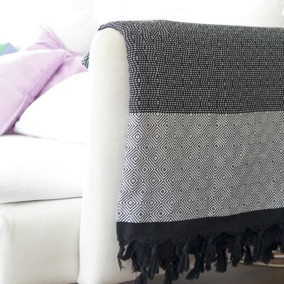 Tuval Black & White  Throw Blanket