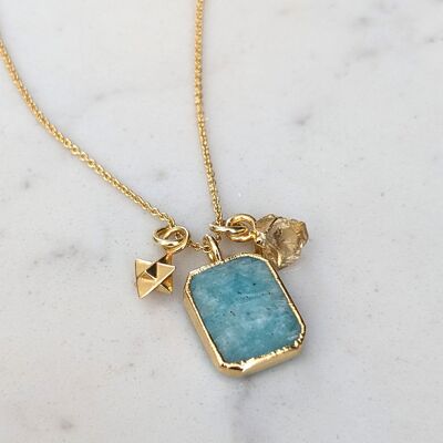 The Trio Amazonite, Citrine and Charm Necklace