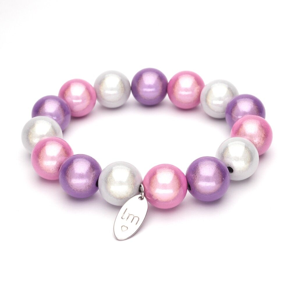 Bracciale LizzyMae Offwhite Lilla Rosa 14mm