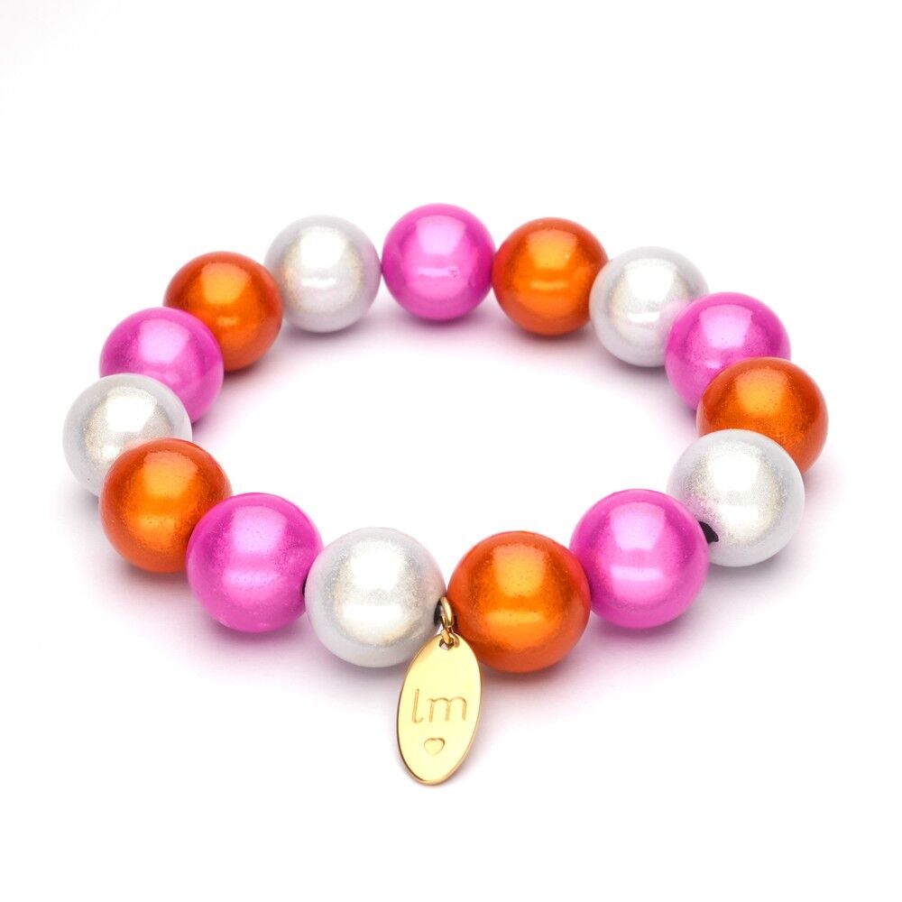 Bracciale LizzyMae Fucsia Bianco Sporco Arancione 14 mm