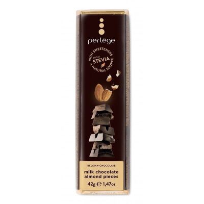 Perlège barre de chocolat au lait amandes grillées (Stevia)