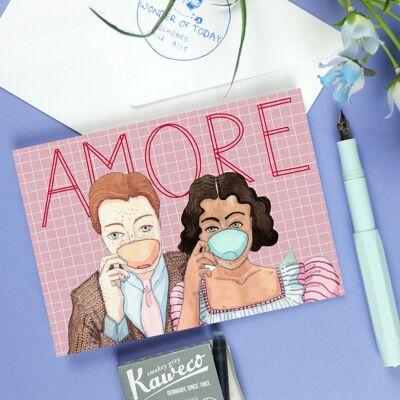 Pareja de café postal