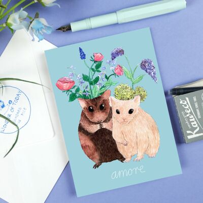 Carte postale Amore Hamster