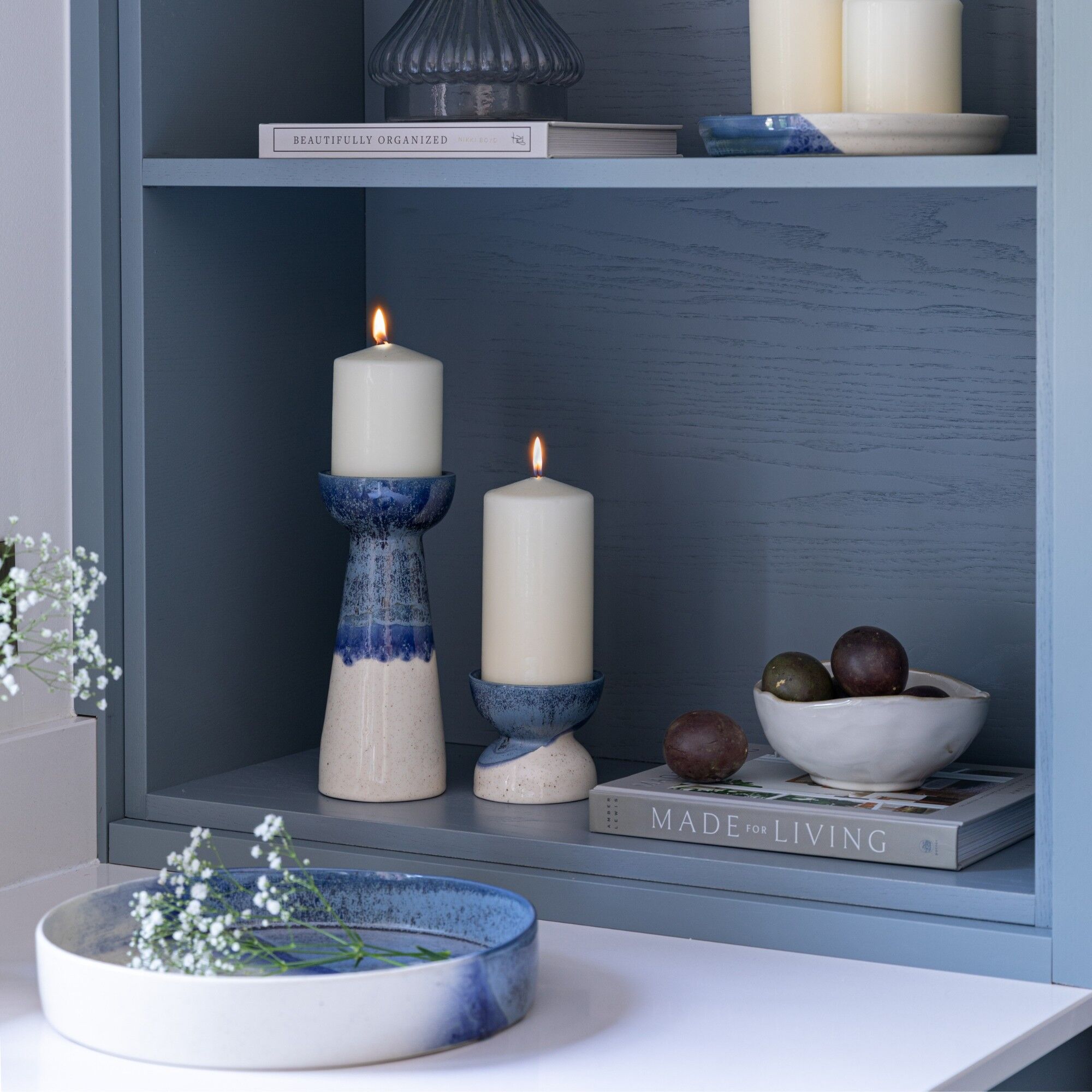 Bowen Dipped Kerzenhalter Blau und Braun