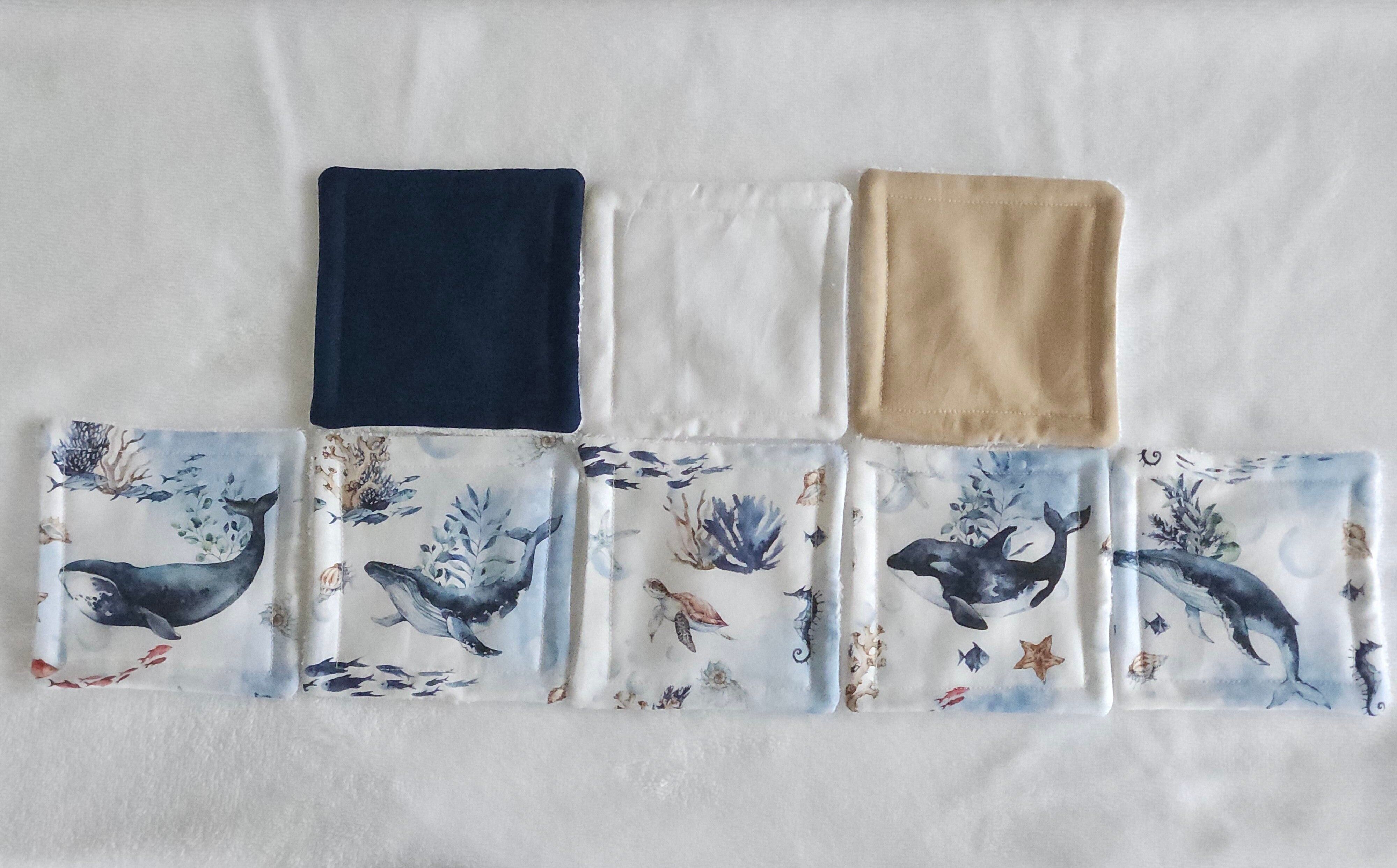 8 washable baby wipes "Marine Background"